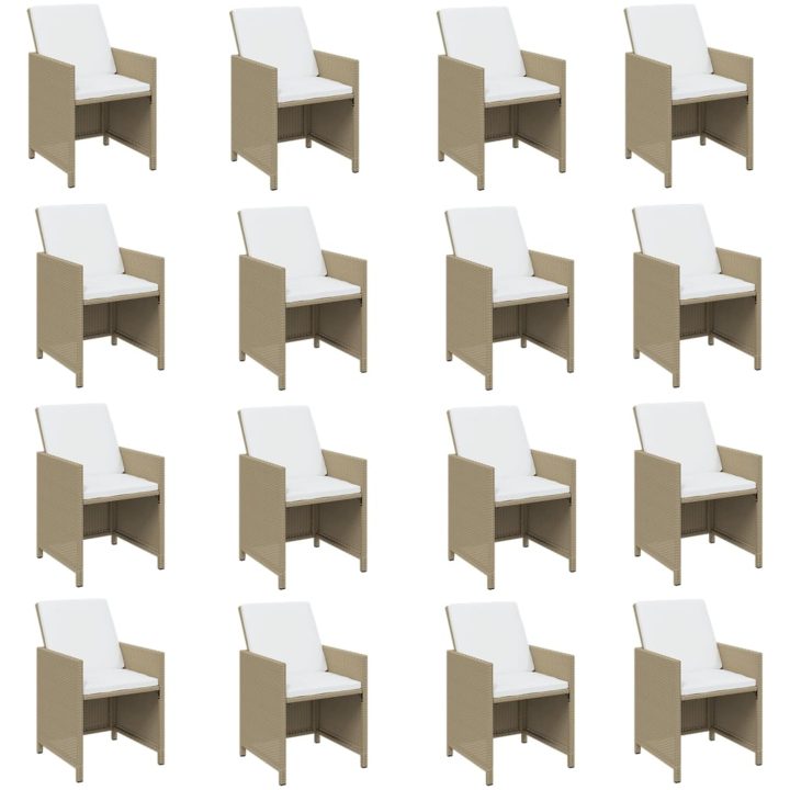 Matgrupp för trädgården med dynor 21 delar konstrotting beige vidaXL – bild 4