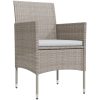 Matgrupp för trädgården med dynor 3 delar beige och svart vidaXL 80 cm table length – miniatyr 3