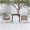 Matgrupp för trädgården med dynor 3 delar beige och svart vidaXL 80 cm table length – miniatyr 1