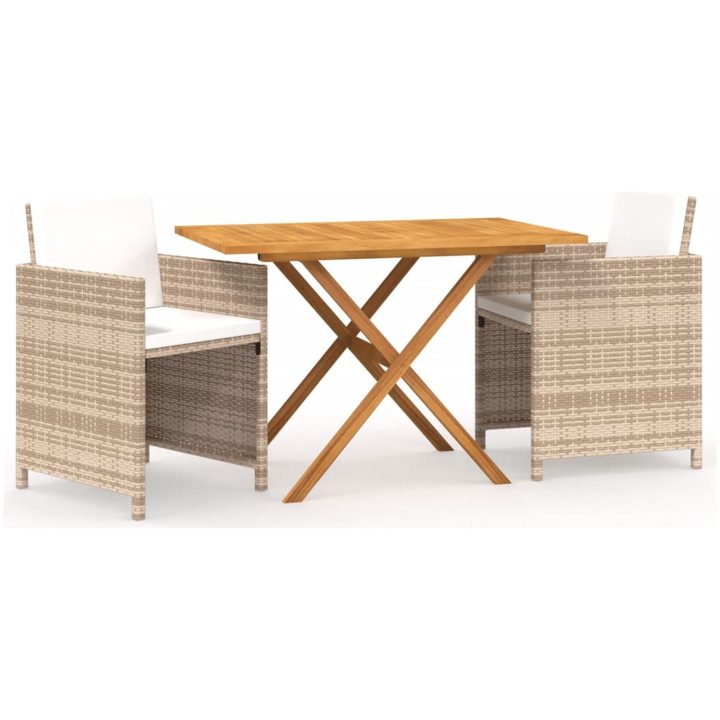 Matgrupp för trädgården med dynor 3 delar beige vidaXL – bild 2