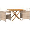 Matgrupp för trädgården med dynor 3 delar beige vidaXL – miniatyr 3