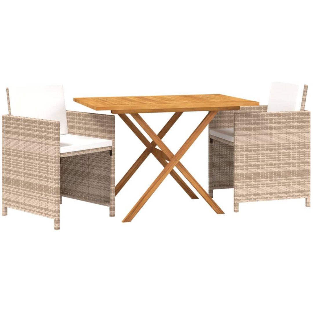 Matgrupp för trädgården med dynor 3 delar beige vidaXL – bild 3