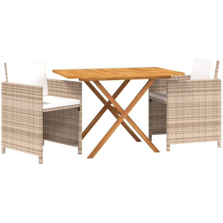 Matgrupp för trädgården med dynor 3 delar beige vidaXL – bild 3