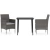 Matgrupp för trädgården med dynor 3 delar grå och svart vidaXL 80 cm table length – miniatyr 2