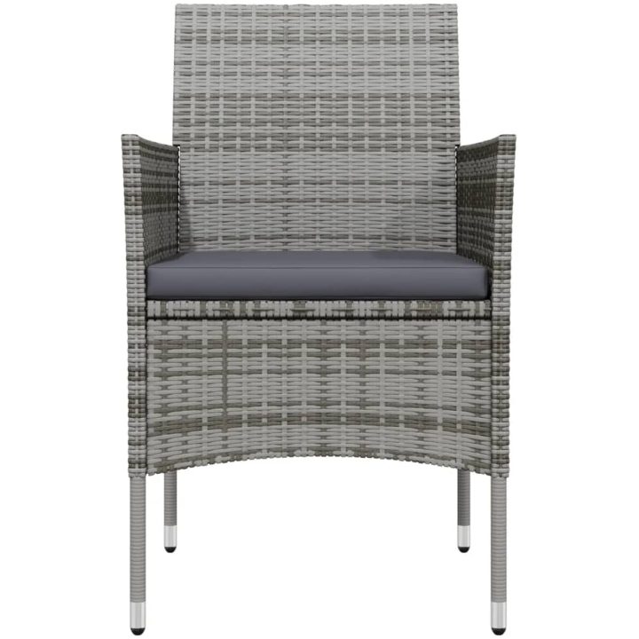 Matgrupp för trädgården med dynor 3 delar grå och svart vidaXL 80 cm table length – bild 4