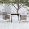 Matgrupp för trädgården med dynor 3 delar grå och svart vidaXL 80 cm table length – miniatyr 1