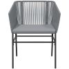 Matgrupp för trädgården med dynor 3 delar grå polyrotting glas vidaXL 80 x 80 x 74 cm – miniatyr 5