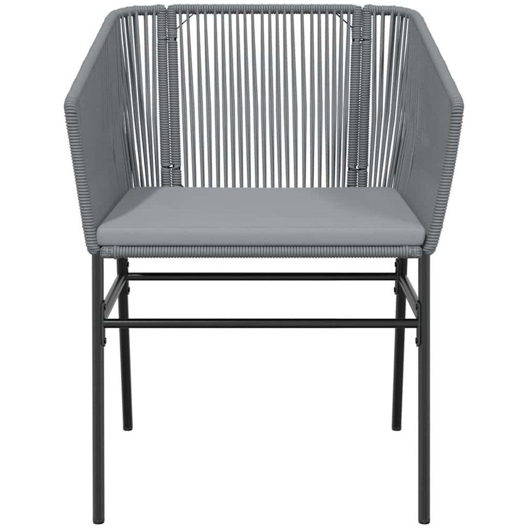 Matgrupp för trädgården med dynor 3 delar grå polyrotting glas vidaXL 80 x 80 x 74 cm – bild 5