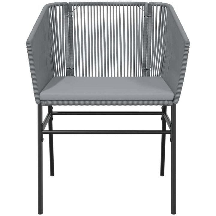 Matgrupp för trädgården med dynor 3 delar grå polyrotting glas vidaXL 80 x 80 x 74 cm – bild 5