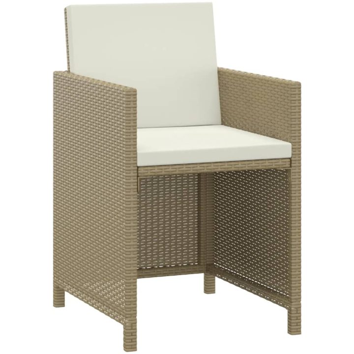 Matgrupp för trädgården med dynor 3 delar konstrotting beige vidaXL – bild 5