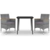 Matgrupp för trädgården med dynor 3 delar konstrotting och glas vidaXL 80 cm table length – miniatyr 2