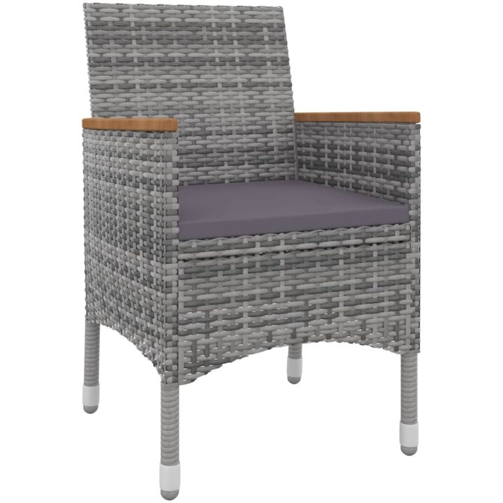 Matgrupp för trädgården med dynor 3 delar konstrotting och glas vidaXL 80 cm table length – bild 3
