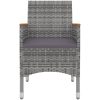 Matgrupp för trädgården med dynor 3 delar konstrotting och glas vidaXL 80 cm table length – miniatyr 4