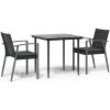Matgrupp för trädgården med dynor 3 delar konstrotting & stål vidaXL 80 cm table length – miniatyr 2
