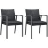 Matgrupp för trädgården med dynor 3 delar konstrotting & stål vidaXL 80 cm table length – miniatyr 4