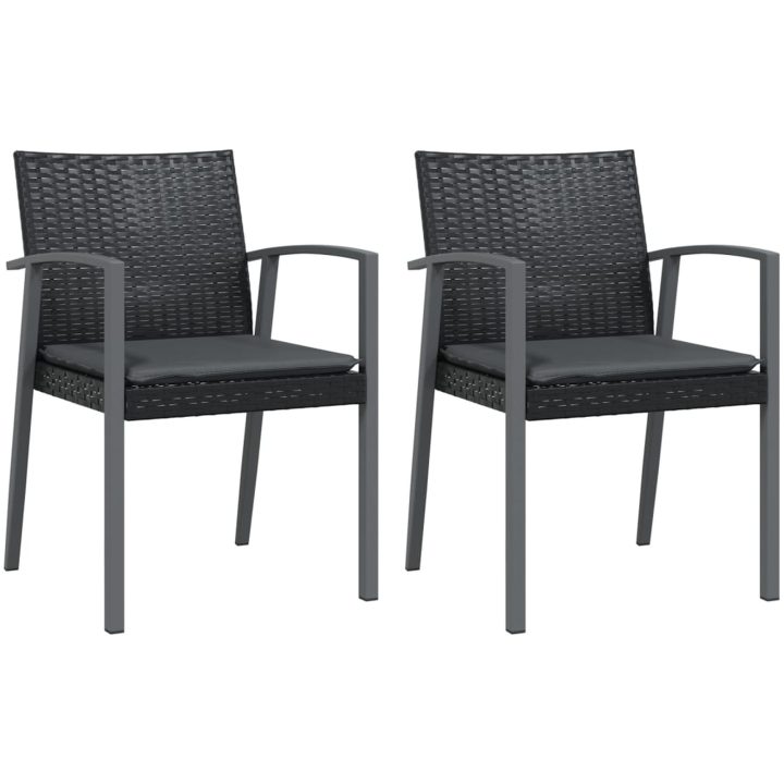 Matgrupp för trädgården med dynor 3 delar konstrotting & stål vidaXL 80 cm table length – bild 4