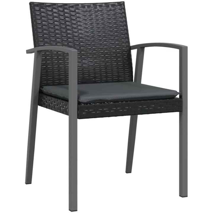Matgrupp för trädgården med dynor 3 delar konstrotting & stål vidaXL 80 cm table length – bild 5