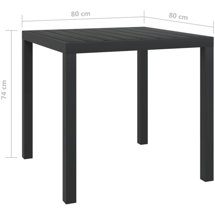 Matgrupp för trädgården med dynor 3 delar konstrotting svart vidaXL 80 cm bordslängd – bild 12