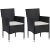 Matgrupp för trädgården med dynor 3 delar konstrotting svart vidaXL 80 cm bordslängd – miniatyr 3