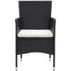 Matgrupp för trädgården med dynor 3 delar konstrotting svart vidaXL 80 cm bordslängd – miniatyr 6