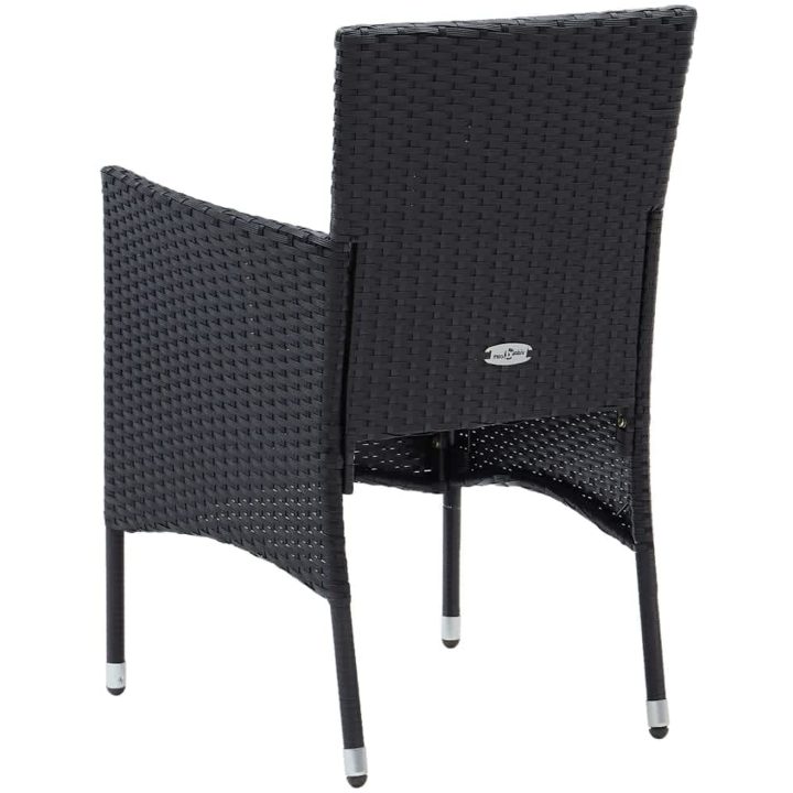 Matgrupp för trädgården med dynor 3 delar konstrotting svart vidaXL 80 cm bordslängd – bild 8