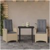 Matgrupp för trädgården med dynor 3 delar mixbeige konstrotting vidaXL 80 cm bordslängd – miniatyr 1