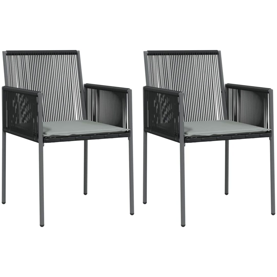 Matgrupp för trädgården med dynor 3 delar svart konstr. & stål vidaXL 80 cm table length – bild 4