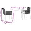 Matgrupp för trädgården med dynor 3 delar svart konstr. & stål vidaXL 80 cm table length – miniatyr 10
