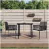 Matgrupp för trädgården med dynor 3 delar svart konstr. & stål vidaXL 80 cm table length – miniatyr 1