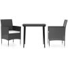 Matgrupp för trädgården med dynor 3 delar svart vidaXL 80 cm table length – miniatyr 2