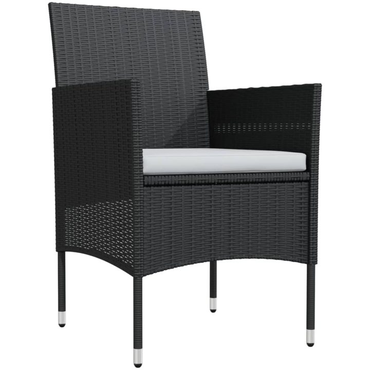Matgrupp för trädgården med dynor 3 delar svart vidaXL 80 cm table length – bild 3