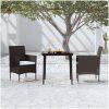 Matgrupp för trädgården med dynor 3 delar svart vidaXL 80 cm table length – miniatyr 1
