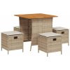 Matgrupp för trädgården med dynor 5 delar beige konstrotting vidaXL – miniatyr 2
