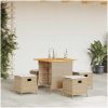 Matgrupp för trädgården med dynor 5 delar beige konstrotting vidaXL – miniatyr 1