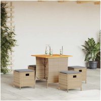 Matgrupp för trädgården med dynor 5 delar beige konstrotting vidaXL