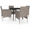Matgrupp för trädgården med dynor 5 delar beige och svart vidaXL 80 cm table length – miniatyr 2