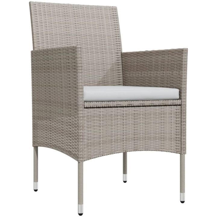 Matgrupp för trädgården med dynor 5 delar beige och svart vidaXL 80 cm table length – bild 3