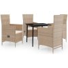 Matgrupp för trädgården med dynor 5 delar beige vidaXL 80 cm table length – miniatyr 2