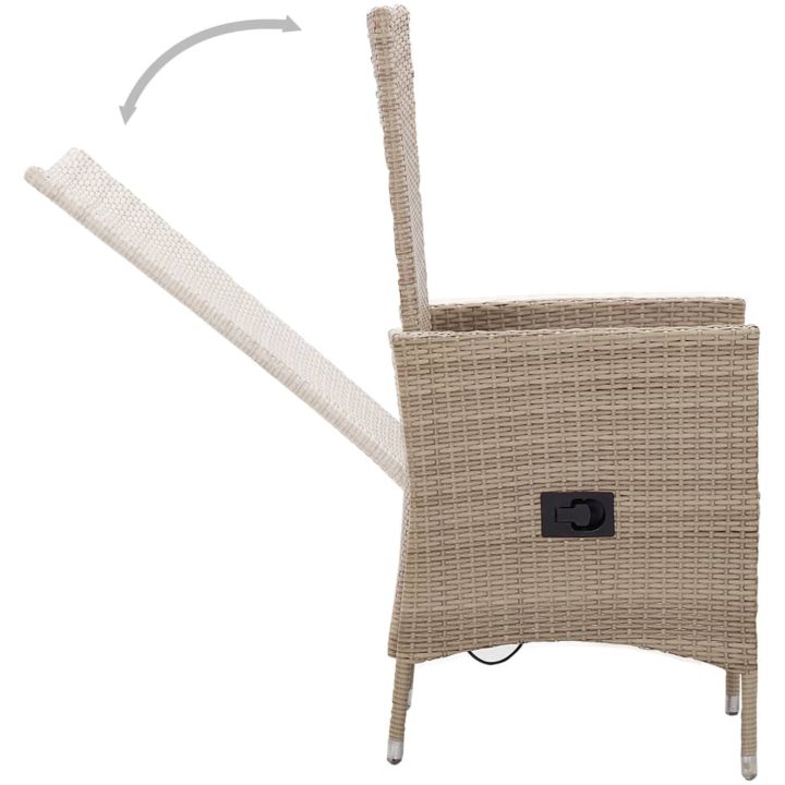 Matgrupp för trädgården med dynor 5 delar beige vidaXL 80 cm table length – bild 5