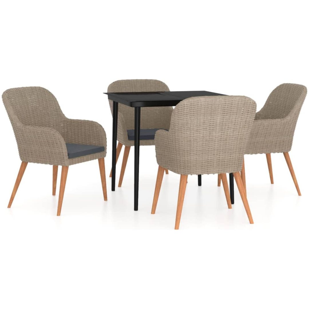 Matgrupp för trädgården med dynor 5 delar brun vidaXL 80 cm bordslängd – bild 2