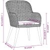 Matgrupp för trädgården med dynor 5 delar brun vidaXL 80 cm bordslängd – miniatyr 7