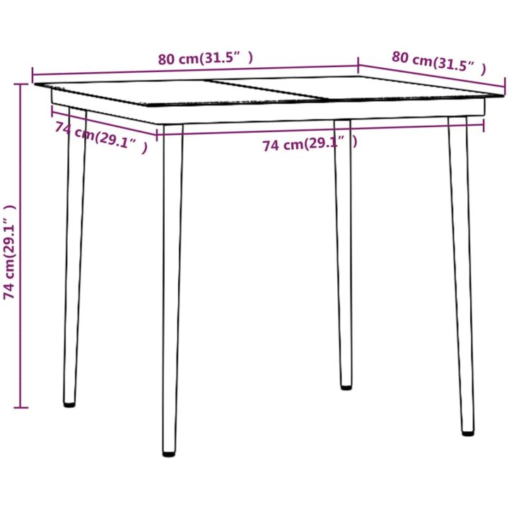 Matgrupp för trädgården med dynor 5 delar brun vidaXL 80 cm bordslängd – bild 8