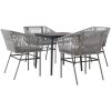 Matgrupp för trädgården med dynor 5 delar grå polyrotting glas vidaXL 80 x 80 x 74 cm – miniatyr 2