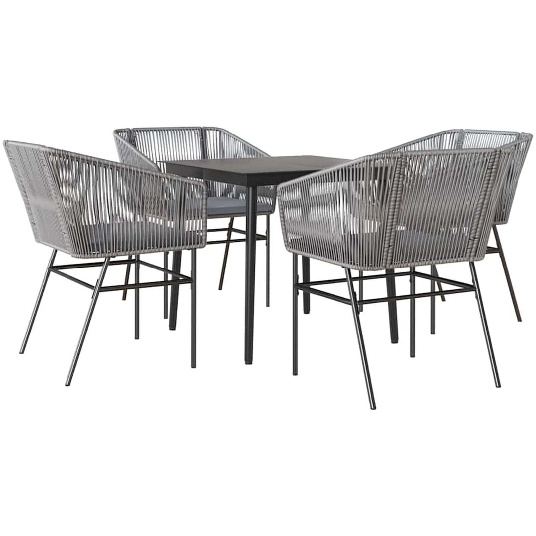 Matgrupp för trädgården med dynor 5 delar grå polyrotting glas vidaXL 80 x 80 x 74 cm – bild 2