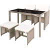 Matgrupp för trädgården med dynor 5 delar konstrotting beige vidaXL – miniatyr 2