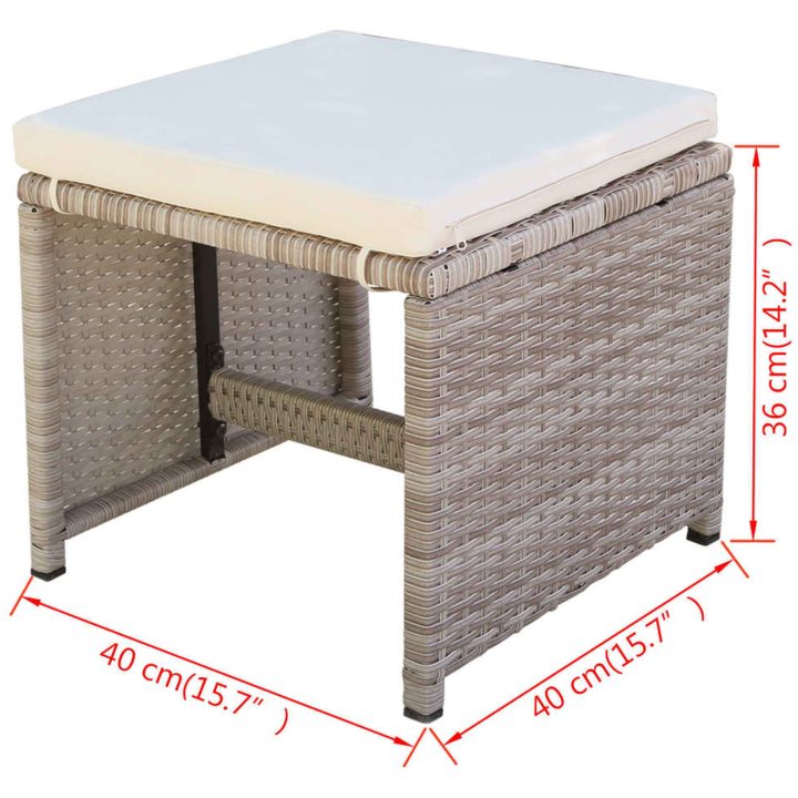 Matgrupp för trädgården med dynor 5 delar konstrotting beige vidaXL – bild 11
