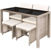 Matgrupp för trädgården med dynor 5 delar konstrotting beige vidaXL – miniatyr 4