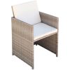 Matgrupp för trädgården med dynor 5 delar konstrotting beige vidaXL – miniatyr 6