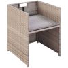 Matgrupp för trädgården med dynor 5 delar konstrotting beige vidaXL – miniatyr 7