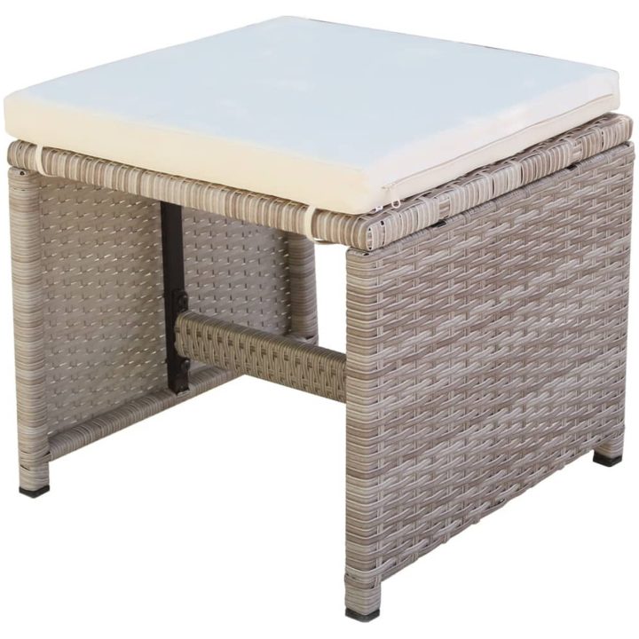 Matgrupp för trädgården med dynor 5 delar konstrotting beige vidaXL – bild 8